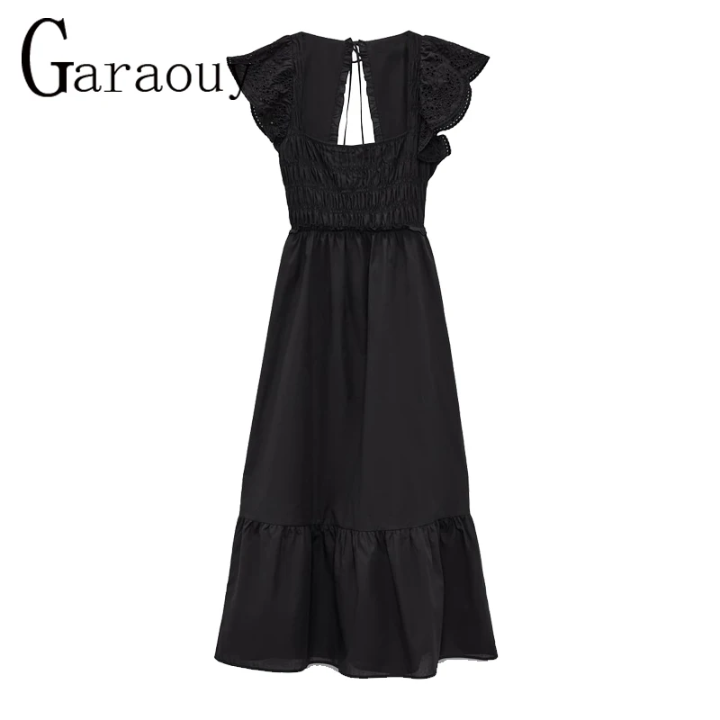 Garaouy2022 Summer Women Black Hollow Out Embroidery Dress Female Square Collar Flying Sleeves Lady Backless Sundress Robr Mujer
Garaouy2022 Summer Women Black Hollow Out Embroidery Dress Female Square Collar Flying Sleeves Lady Backless Sundress Robr Mujer