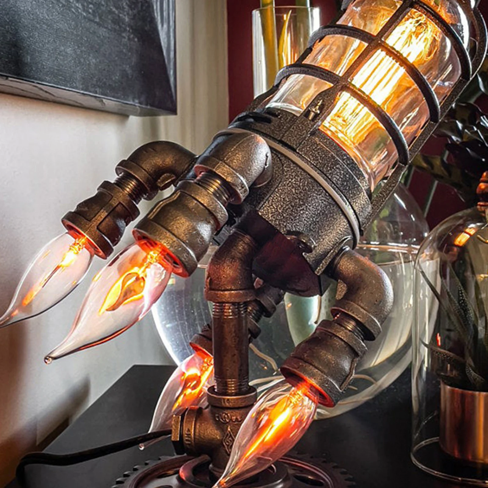 Retro Steampunk Rocket Lamp Light LED Table Offices Cool Rocket Night Light For Home Office Decoration Desktop Decor Gift
Retro Steampunk Rocket Lamp Light LED Table Offices Cool Rocket Night Light For Home Office Decoration Desktop Decor Gift