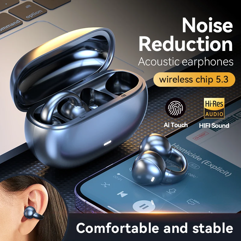 

M55 Headset Bone Conduction TWS Earclip type true wireless Bluetooth Earphone with noise reduction and long endurance Headphones
