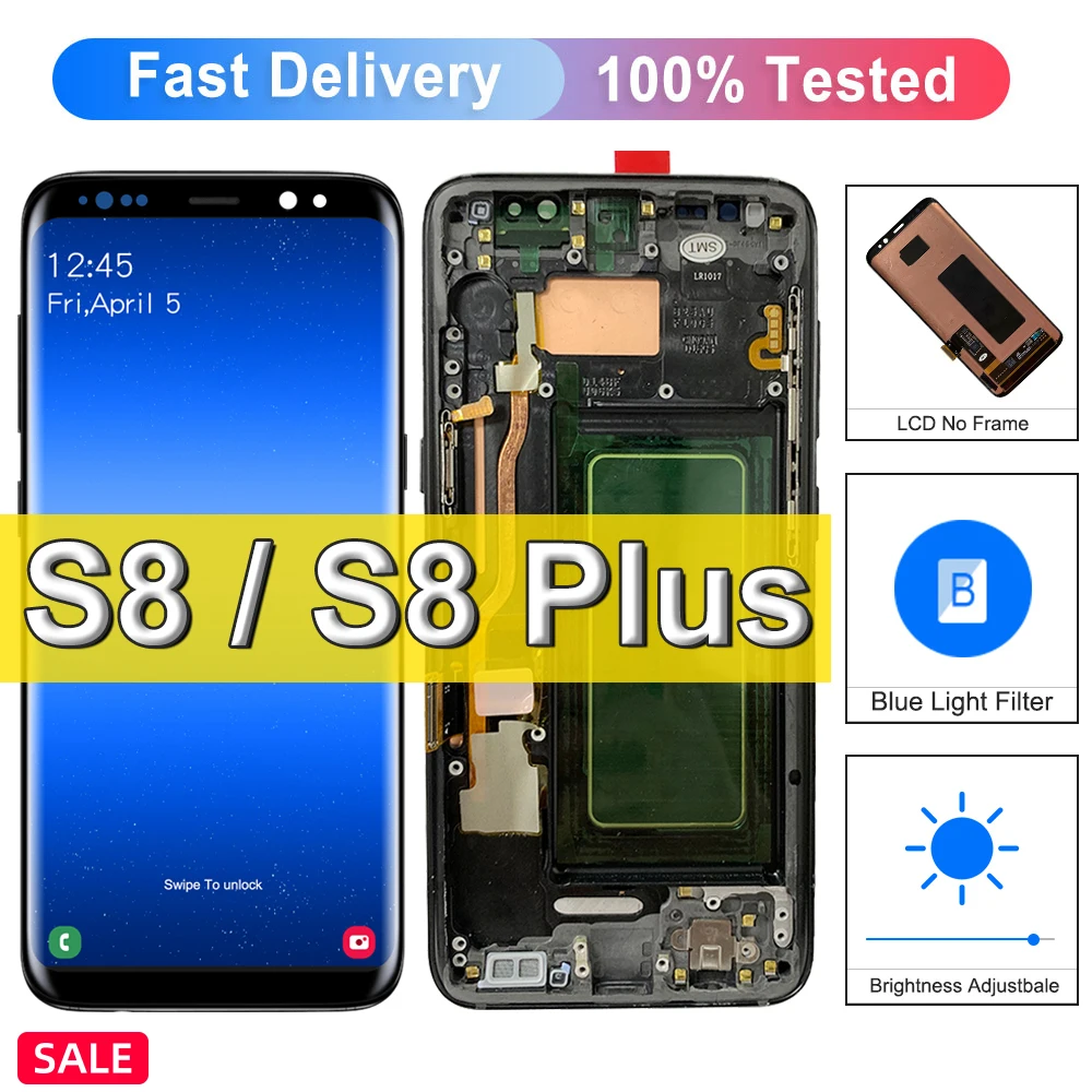 

, 100% New Original For Samsung Galaxy S8 LCD Display For S8 G950 G950F Touch Screen For Galaxy S8Plus S8+ G955 G955F LCD