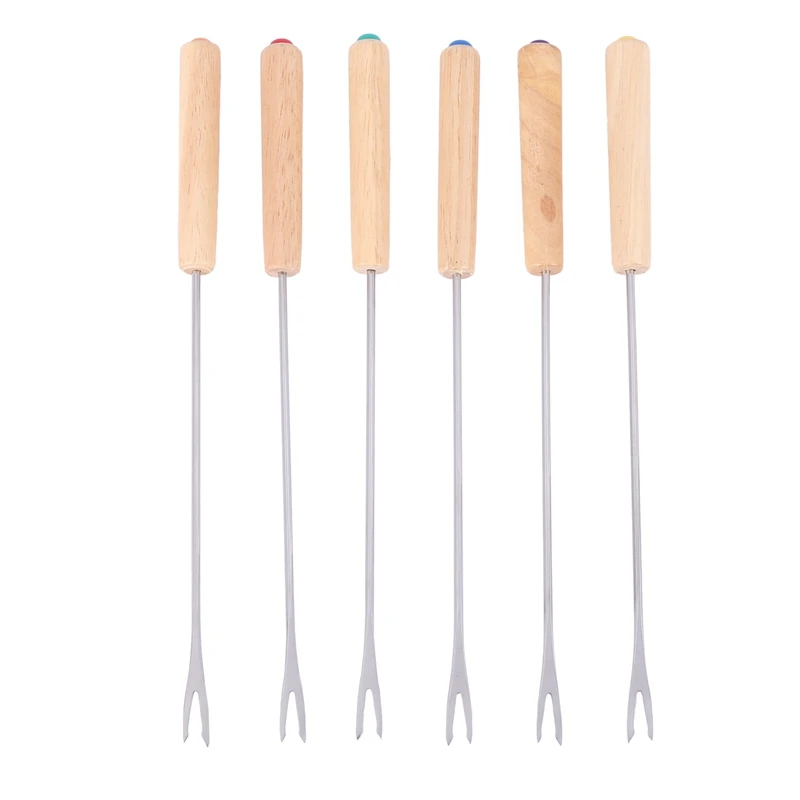 54X Stainless Steel Color Coding Chocolate Fountain Cheese Fondue Forks With Oak Wood Handle Heat Resistant, 9.5Inch 
54X Stainless Steel Color Coding Chocolate Fountain Cheese Fondue Forks With Oak Wood Handle Heat Resistant, 9.5Inch