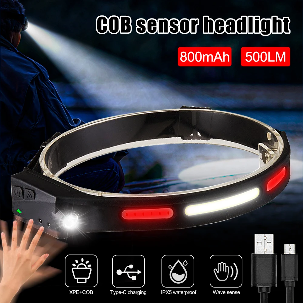 Portable COB+XPE Sensor Headlight USB Charging White+Red Light Headlamp 5 Modes Lantern for Outdoor Camping Fishing
Portable COB+XPE Sensor Headlight USB Charging White+Red Light Headlamp 5 Modes Lantern for Outdoor Camping Fishing