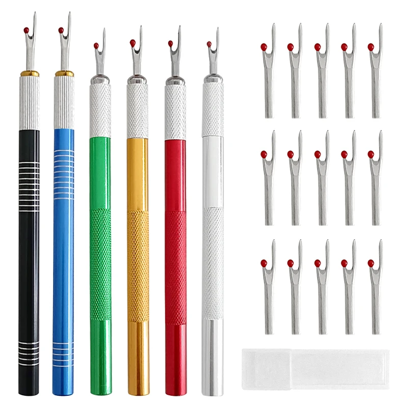 Thread Cutter with 5Pcs Replacement Head Seam Ripper Stitch Thread Unpicker Embroidery Thread Remover DIY Sewing Tools 
Thread Cutter with 5Pcs Replacement Head Seam Ripper Stitch Thread Unpicker Embroidery Thread Remover DIY Sewing Tools