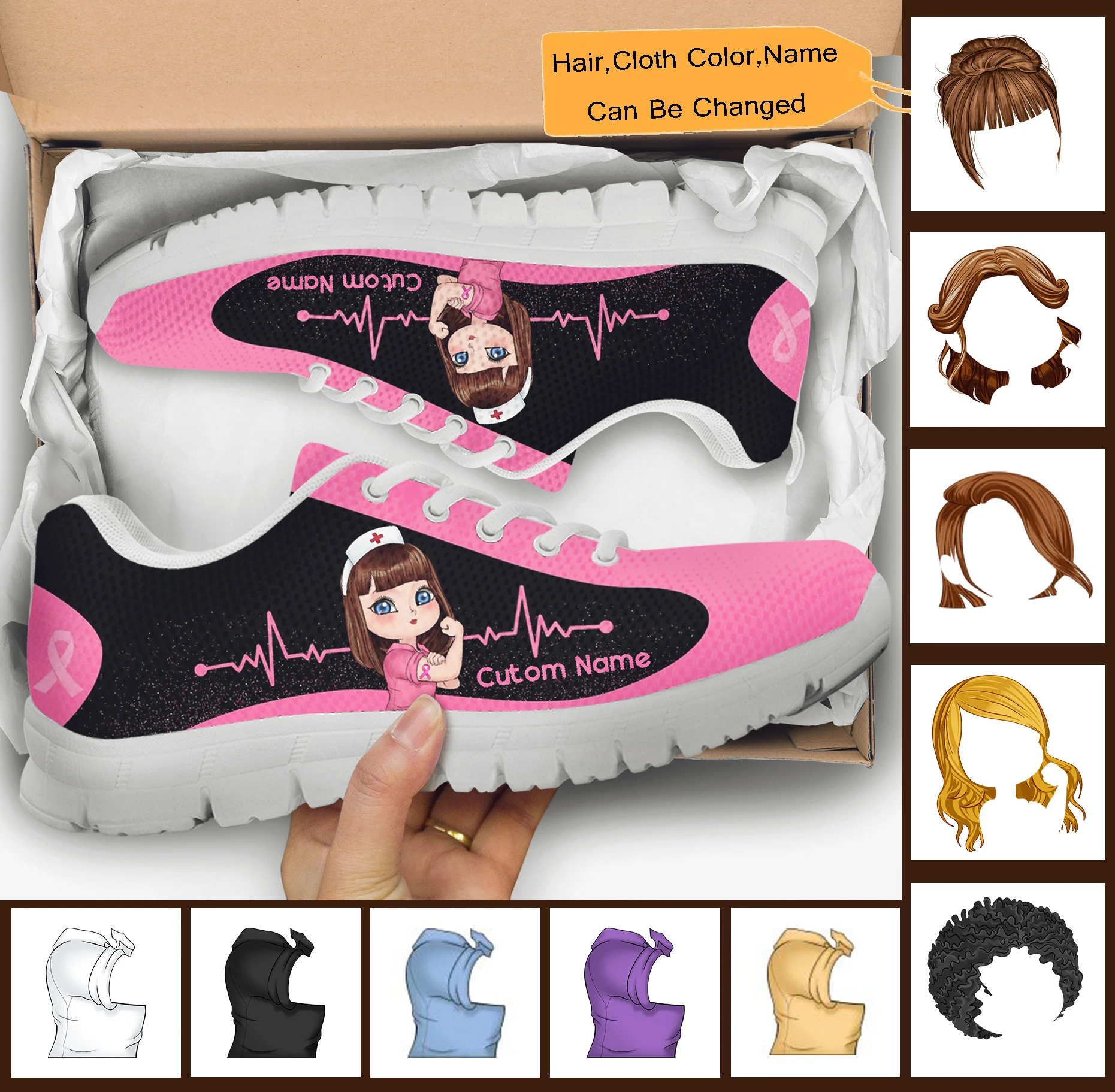 INSTANTARTS Personalized Custom Nurse Shoes Pink Nurse Girls Cartoon ECG Design DIY Sneakers for Women Comfort Light Footwear
INSTANTARTS Personalized Custom Nurse Shoes Pink Nurse Girls Cartoon ECG Design DIY Sneakers for Women Comfort Light Footwear