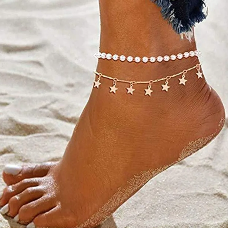 Women Foot Jewelry Imitation Pearl Five-pointed Star Creative Temperament Geometric Anklet
Women Foot Jewelry Imitation Pearl Five-pointed Star Creative Temperament Geometric Anklet