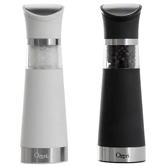 

Gravity Pro Salt and Pepper Grinder Set, BPA-Free, Black and White