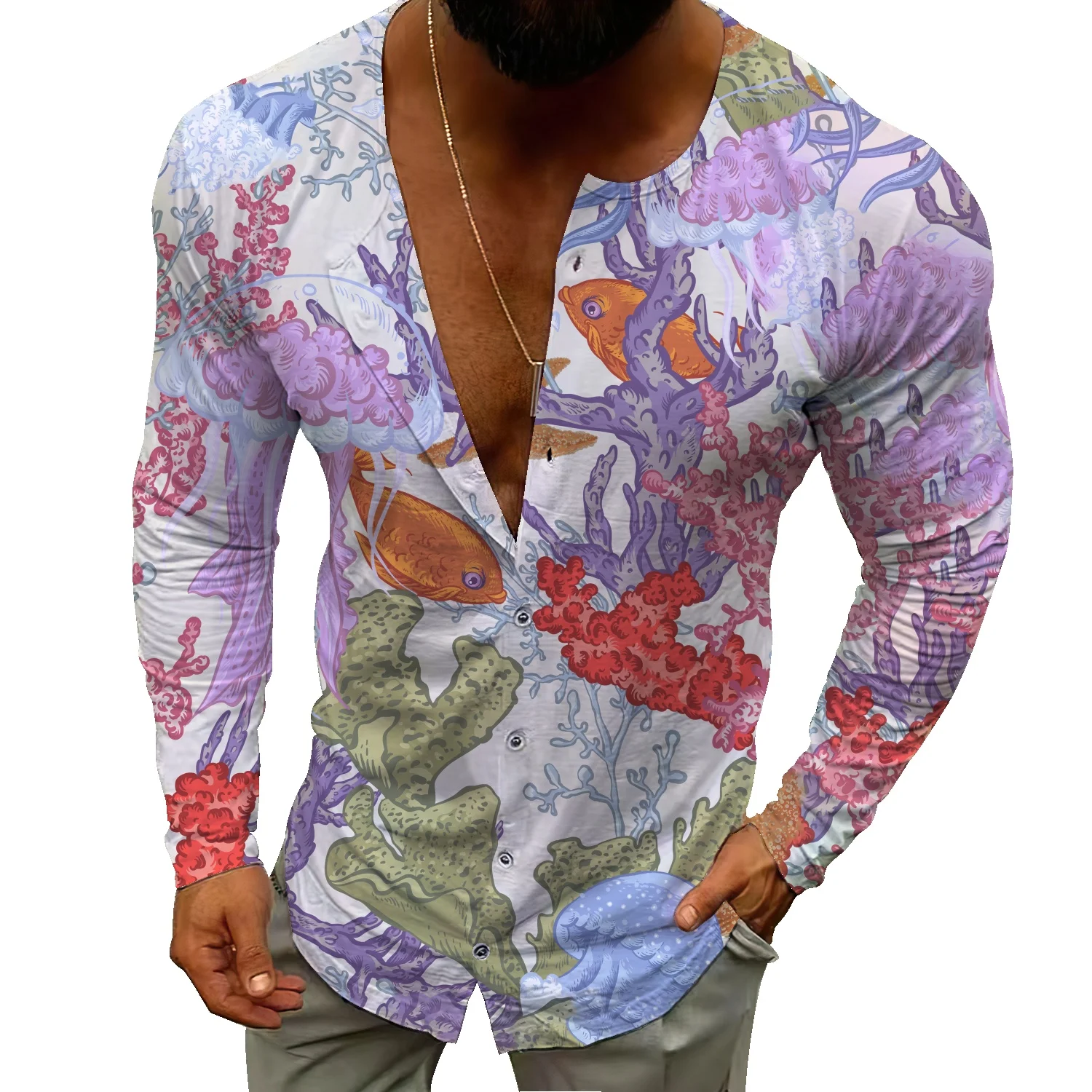 Marine coral pattern cardigan sweater men's autumn and winter jacket men's men's Japanese style Henry collar sweater
Marine coral pattern cardigan sweater men's autumn and winter jacket men's men's Japanese style Henry collar sweater