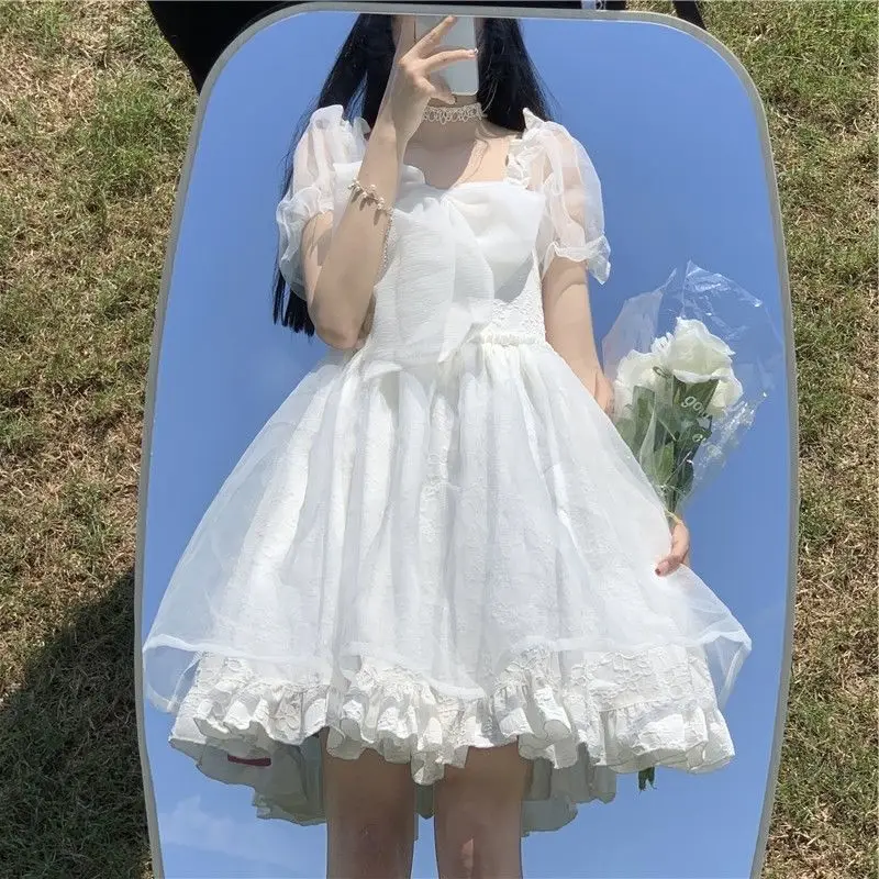 Japanese Sweet and Cute Girl Lolita Dress Puff Sleeve White Kawaii Tutu Princess Dress Lolita Fairy Dress Korean White Dress
Japanese Sweet and Cute Girl Lolita Dress Puff Sleeve White Kawaii Tutu Princess Dress Lolita Fairy Dress Korean White Dress
