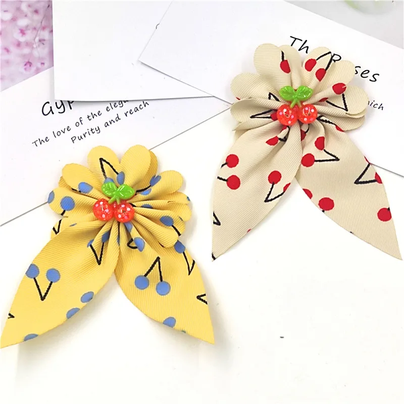 

1 Piece Pretty Cherry Long Tail Ties Bow Elastic Hair Bands For Baby Girls Hairpin Barrettes Clip Scrunchy Kids Hair Accessories