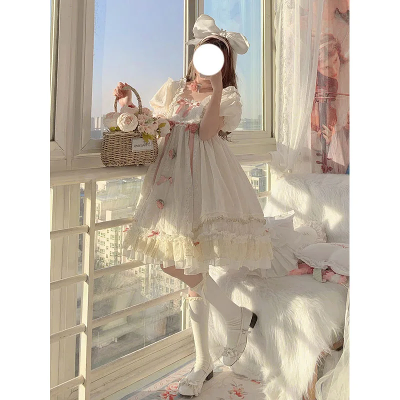 Japanese Elegant Lolita Op Dress Sweet Soft Girl Short Sleeve Kawaii Bow Lace Princess Dresses Vintage Victorian Tea Party Dress
Japanese Elegant Lolita Op Dress Sweet Soft Girl Short Sleeve Kawaii Bow Lace Princess Dresses Vintage Victorian Tea Party Dress