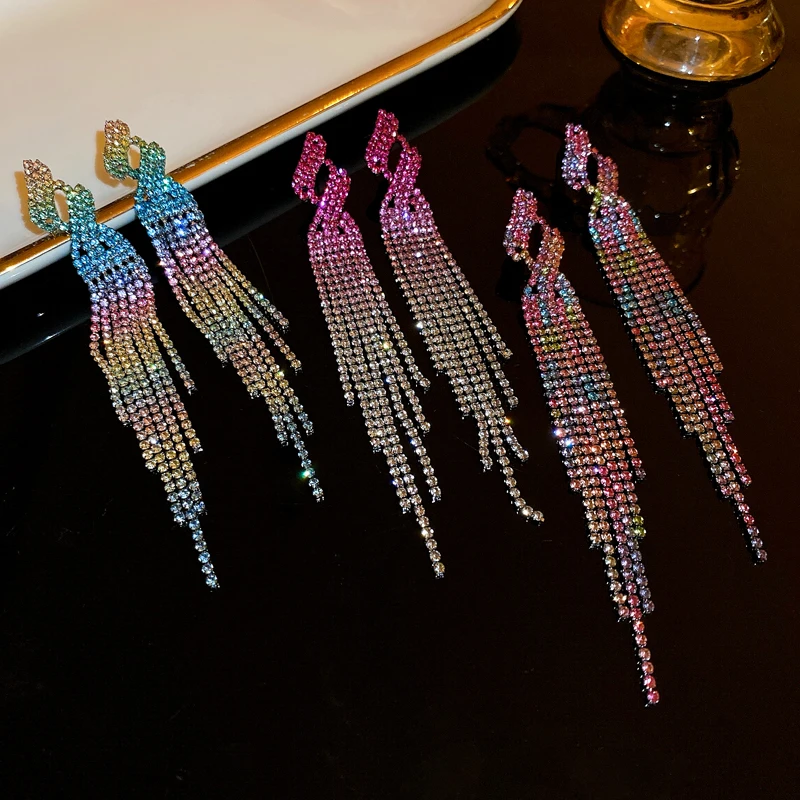 DREJEW Colorful Rhinestone Earrings For Women Long Tassel Earrings Ladies Fashion Party Weddings Women's Earrings Jewelry
DREJEW Colorful Rhinestone Earrings For Women Long Tassel Earrings Ladies Fashion Party Weddings Women's Earrings Jewelry