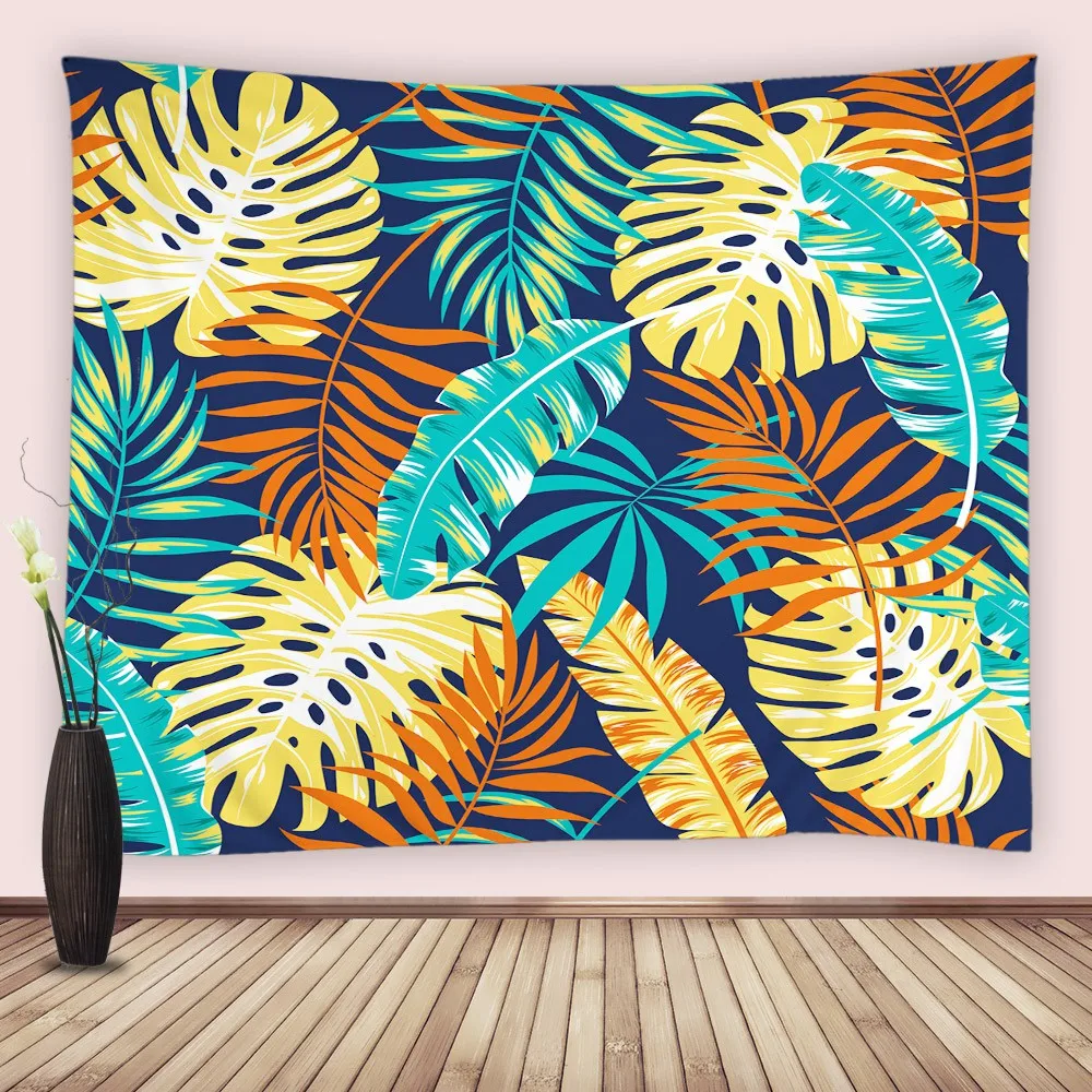

Красочный тропический гобелен с изображением листьев абстрактная Пальма банан монстера лист настенные гобелены для спальни гостиной росп...