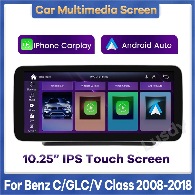 10.25" Wireless Apple CarPlay Android Auto Car Multimedia Screen for Mercedes Benz C V GLC Class W204 W205 2008-2018 Head Unit
10.25" Wireless Apple CarPlay Android Auto Car Multimedia Screen for Mercedes Benz C V GLC Class W204 W205 2008-2018 Head Unit