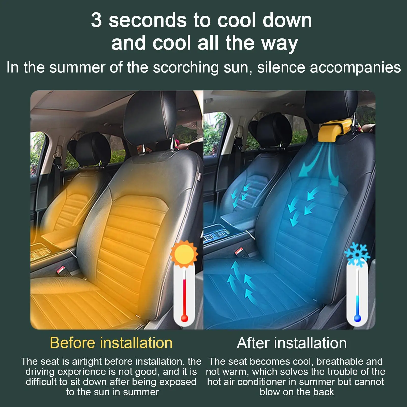 Car Back Seat Cooling Fan Portable Car Seating Fan 5V Back Cooling Fan 3 Speed Adjustable For Models With Headrest Bars S3N2 
Car Back Seat Cooling Fan Portable Car Seating Fan 5V Back Cooling Fan 3 Speed Adjustable For Models With Headrest Bars S3N2