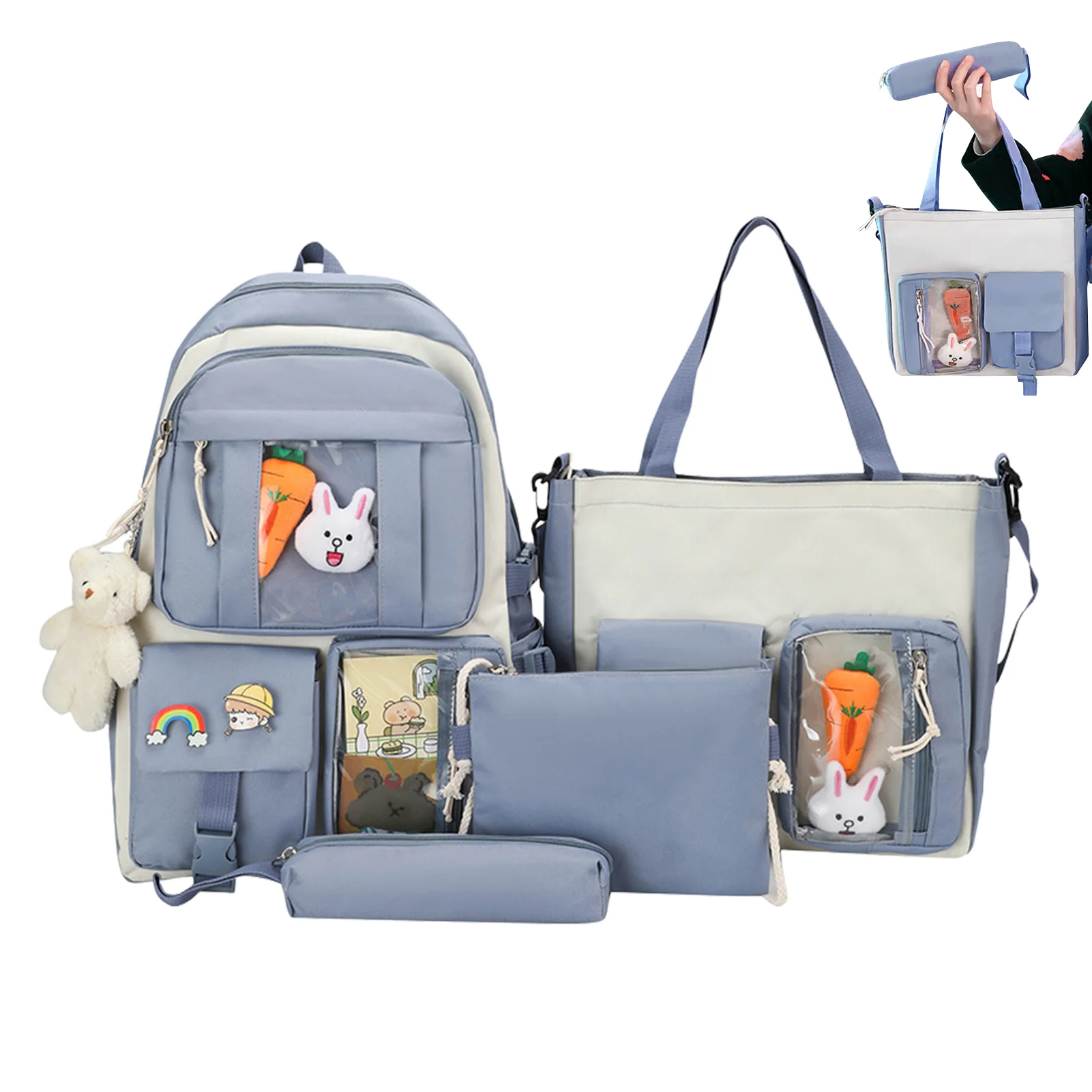 Kawaii Backpack Set 4-pcs Girls School Backpack Kawaii Backpack With Cute Pins And Pendants For Teen Girls
Kawaii Backpack Set 4-pcs Girls School Backpack Kawaii Backpack With Cute Pins And Pendants For Teen Girls
