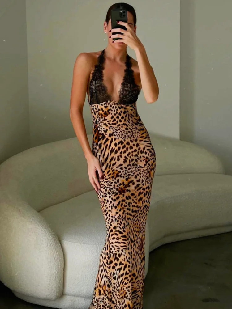 Leopard Printed Women Dress New Chiffon Sexy Backless Slim Evening Party Dress 2023 Summer Lace Patchwork Maxi Beach Dress
Leopard Printed Women Dress New Chiffon Sexy Backless Slim Evening Party Dress 2023 Summer Lace Patchwork Maxi Beach Dress