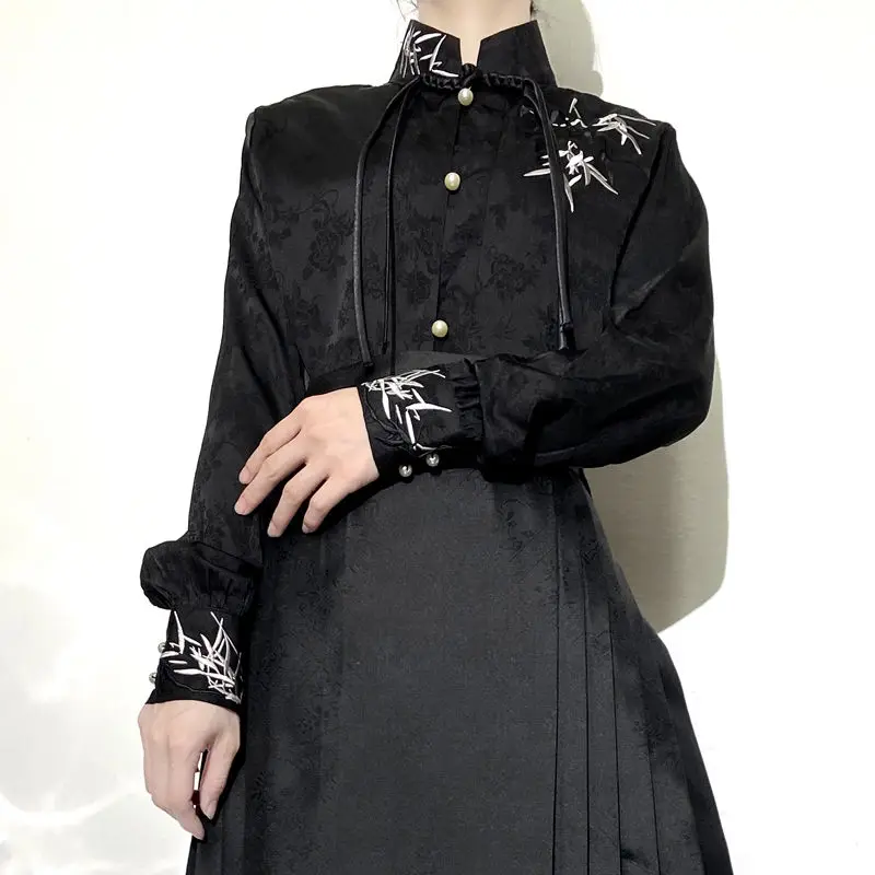2023 chinese style improved hanfu blouse embroidery tangsuits shirt standing collar black shirt versatile women vintage top
2023 chinese style improved hanfu blouse embroidery tangsuits shirt standing collar black shirt versatile women vintage top