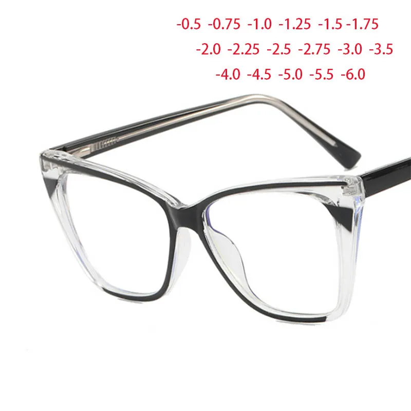 

Очки оверсайз кошачий глаз с квадратной оправой и прозрачными линзами, TR90, женские очки для ботаника при близорукости, с диоптриями-0,5-1,0-2,0-3,0-4,0 до-6,0