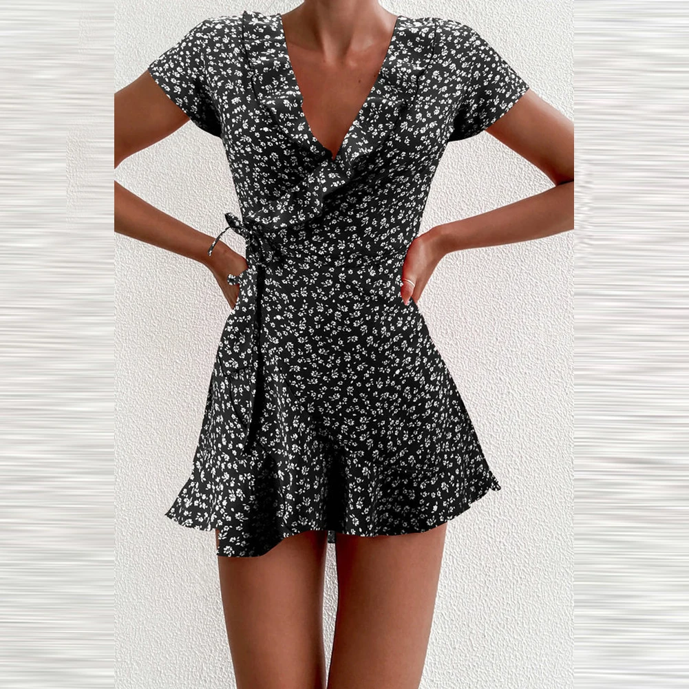 Dress Women Floral Print Short Dress Summer Short Sleeve V-Neck Ruffles Beach Sundress Slim Fit Korean Clothes
Dress Women Floral Print Short Dress Summer Short Sleeve V-Neck Ruffles Beach Sundress Slim Fit Korean Clothes