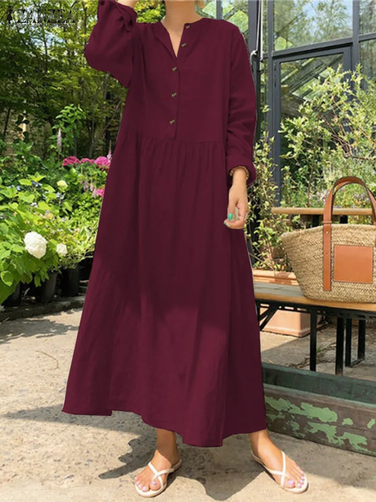 Women's Elegant Solid Cotton Robe Femme 2022 Spring Autumn Bohemian Maxi Dress ZANZEA Casual Long Sleeve Shirt Dresses Oversized
Women's Elegant Solid Cotton Robe Femme 2022 Spring Autumn Bohemian Maxi Dress ZANZEA Casual Long Sleeve Shirt Dresses Oversized