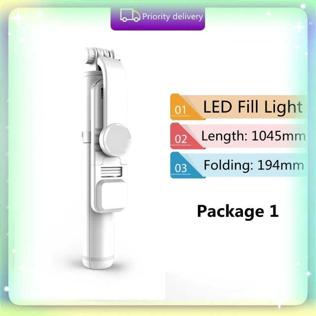 Wireless Bluetooth Selfie Stick With Fill Light Shutter Remote Control Mini Tripod Foldable 360° Rotation For Smart Phone 
Wireless Bluetooth Selfie Stick With Fill Light Shutter Remote Control Mini Tripod Foldable 360° Rotation For Smart Phone
