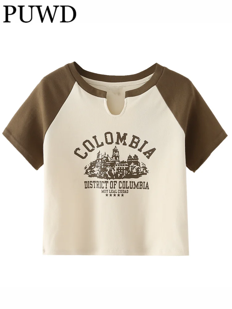 Женская трикотажная футболка с коротким рукавом, V-образным вырезом и буквенным принтом 
Женская трикотажная футболка с коротким рукавом, V-образным вырезом и буквенным принтом