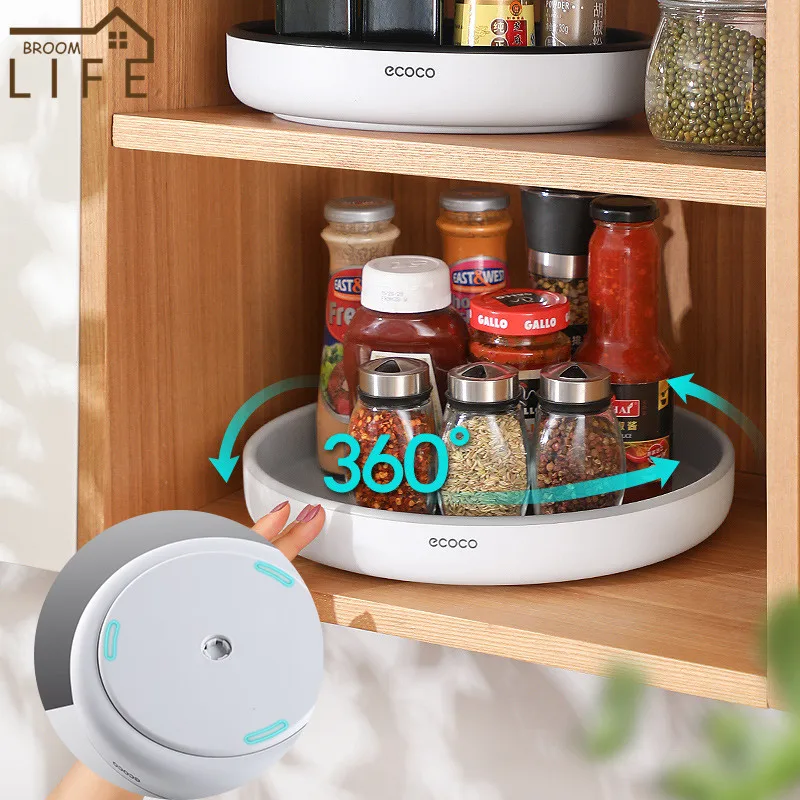 

Ecoco Rotating Spice Storage Rack Kitchen Shelves Pantry Organizer Kitchen Small Items Holder Plastic Containers for Cabinets