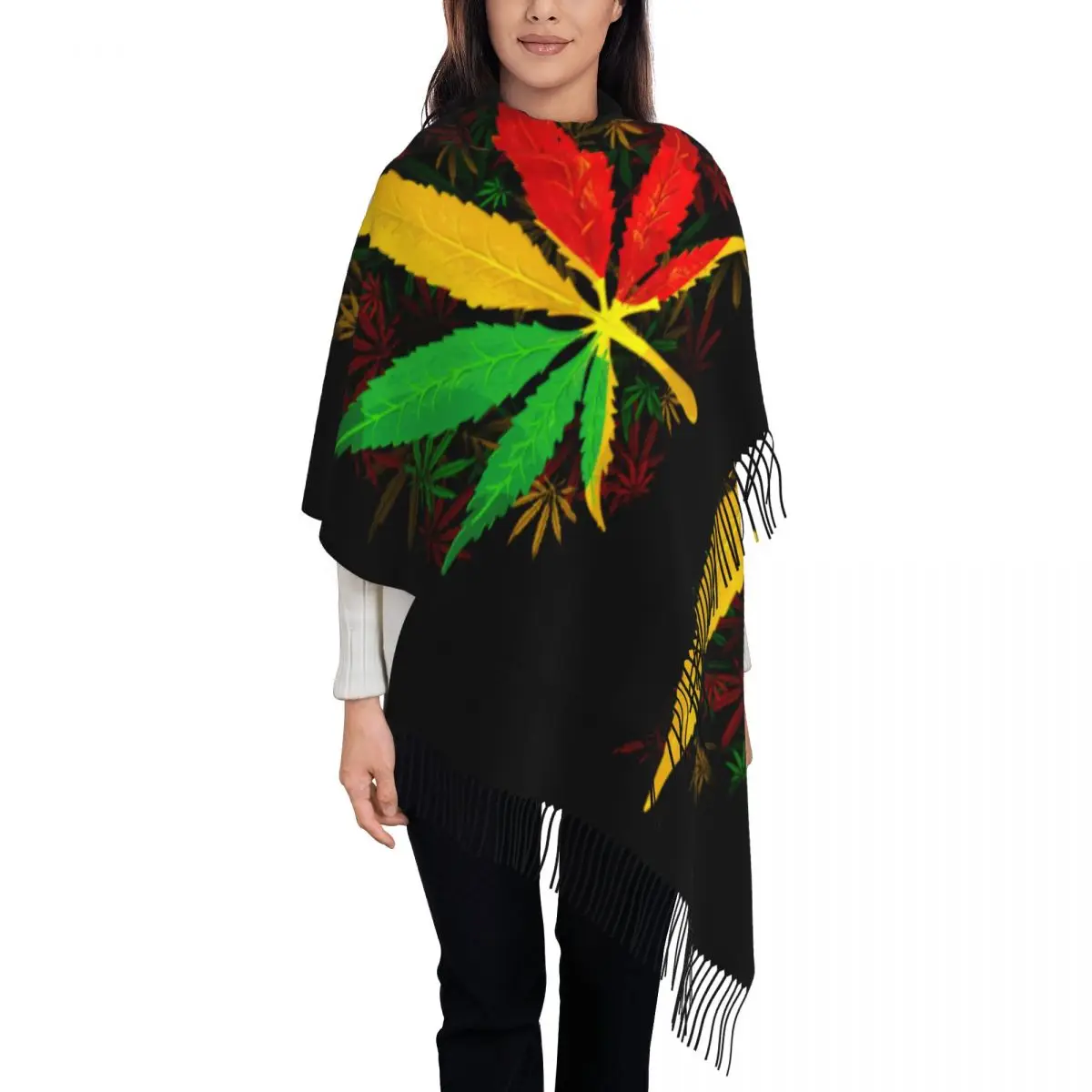 Women's Tassel Scarf Rasta Rastafarian Cannabis Large Winter Fall Shawl Wrap Weed Leaf Daily Wear Pashmina Scarves
Women's Tassel Scarf Rasta Rastafarian Cannabis Large Winter Fall Shawl Wrap Weed Leaf Daily Wear Pashmina Scarves