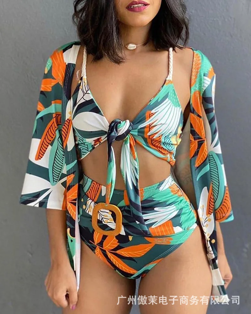 Suit Women's Botanical Print Cardigan Three-Piece Set-Unpositioned Print Summer Beach Swimsuit Sexy 2022 Fashion New
Suit Women's Botanical Print Cardigan Three-Piece Set-Unpositioned Print Summer Beach Swimsuit Sexy 2022 Fashion New