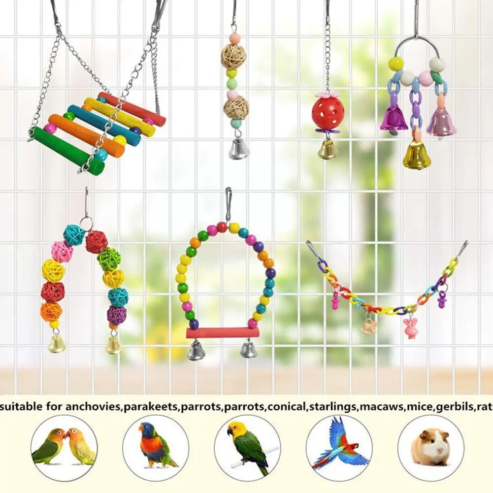 

Combination Parrot Bird Toys Accessories Articles Parrot Bite Pet Bird Toy For Parrot Training Bird Toy Swing Ball Bell Sta S3a3