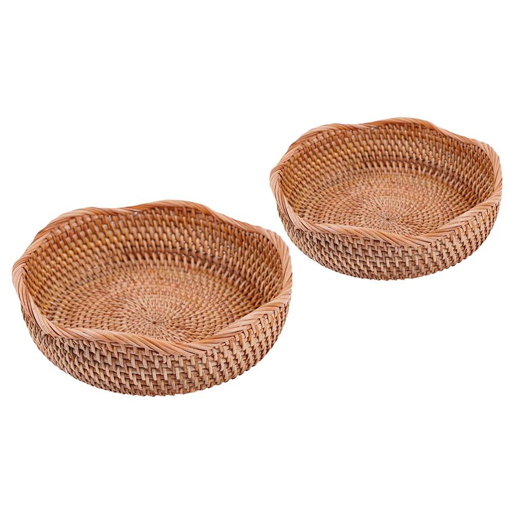 2pcs Fruit Baskets Rattan Baskets Living Room Fruit Storage Baskets 
2pcs Fruit Baskets Rattan Baskets Living Room Fruit Storage Baskets