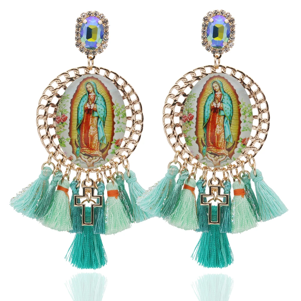 BohemiaY2K Cross Jesus Earrings Dangle Colorful Long Tassel Glass Earring For Woman Large Brinco Ear Exaggeration Female Gift Ms
BohemiaY2K Cross Jesus Earrings Dangle Colorful Long Tassel Glass Earring For Woman Large Brinco Ear Exaggeration Female Gift Ms