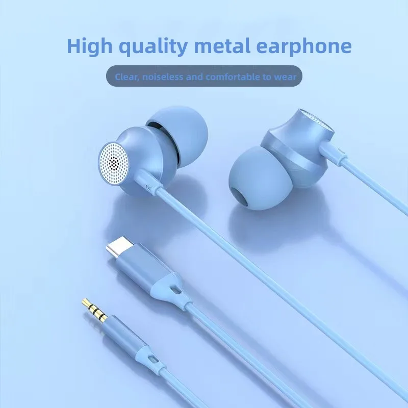 

3.5mm metal Wired eraphones Stereo Sports In-ear Earphone Phone Headset with Mic for Android Phone PC Music call Accessories