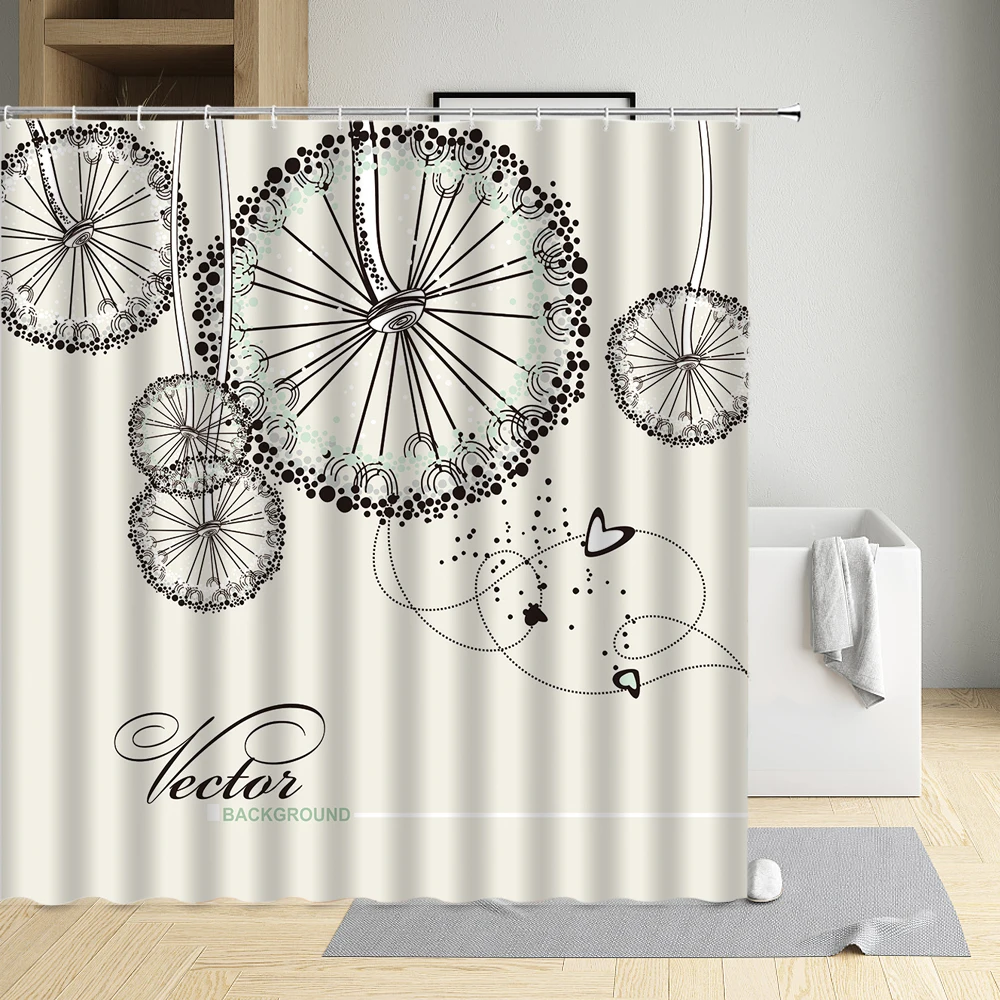 

Современная Экологически чистая ткань, полиэстер, водонепроницаемая ткань для душа, декоративный экран для ванной комнаты с крючками