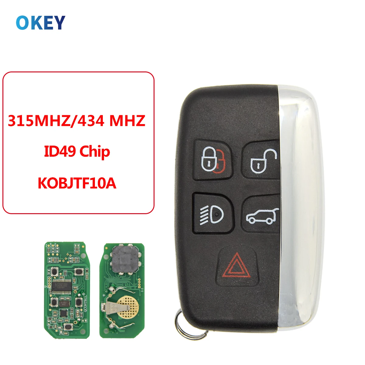 Дистанционный Автомобильный ключ Okey для Land Rover Discovery 4 Freelander Range Sport Evoque Smart Fob 2012-2017 ID49 Chip FCCID: kобъектф10 А 
Дистанционный Автомобильный ключ Okey для Land Rover Discovery 4 Freelander Range Sport Evoque Smart Fob 2012-2017 ID49 Chip FCCID: kобъектф10 А