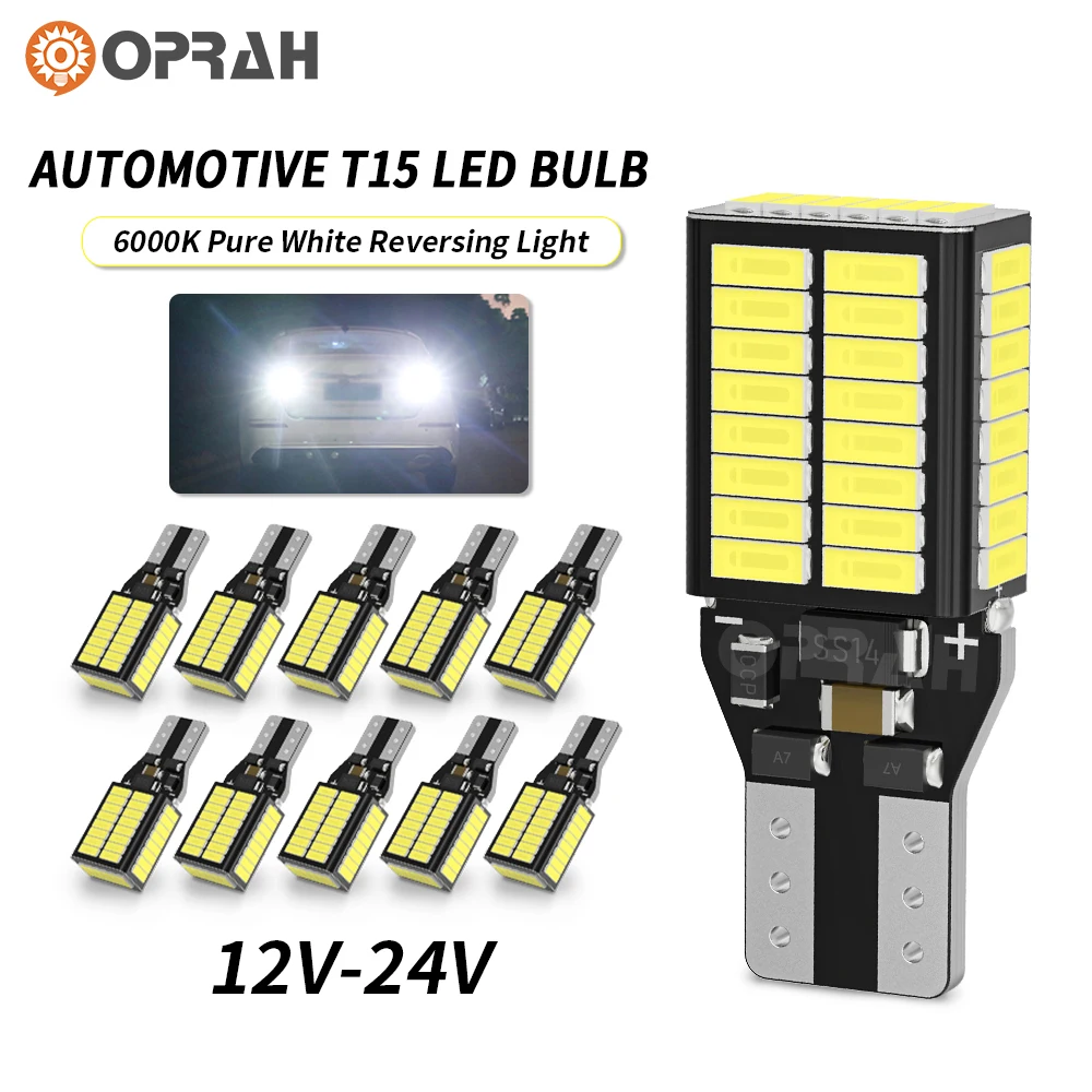 

Oprah 2 шт. T15 906 W16W фонарь заднего хода фонарь высокой мощности 4014 54 SMD чипы Canbus 912 921 фонари заднего хода фонарь заднего хода 6000K белый без ошибок