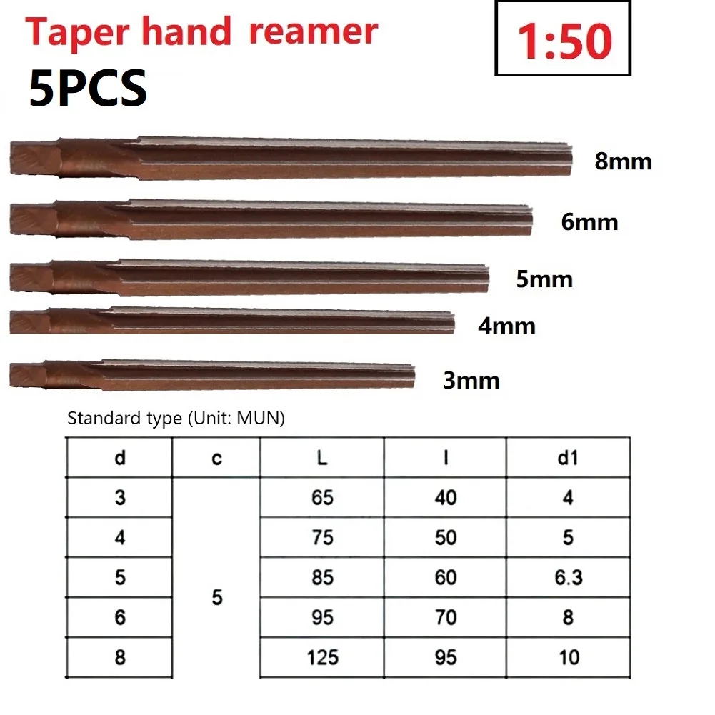 5Pcs/set 1:50 Conical Degree Sharp Manual Pin Taper Shank Hand Reamer For Taper Shank Machine Reamer CNC Tools 3/4/5/6/8mm
5Pcs/set 1:50 Conical Degree Sharp Manual Pin Taper Shank Hand Reamer For Taper Shank Machine Reamer CNC Tools 3/4/5/6/8mm