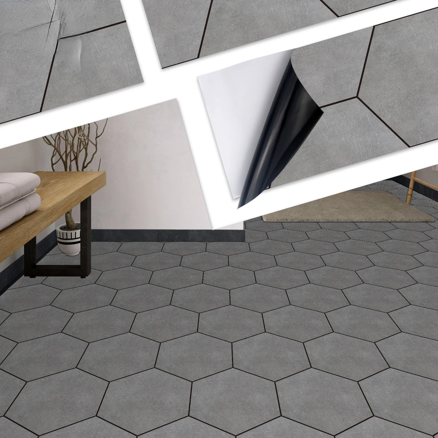 Modern Hexagonal Cement Wallpaper Kitchen Decor Oil-proof Waterproof Black Glue Floor Paste PVC Self Adhesive Paper Wall Paste
Modern Hexagonal Cement Wallpaper Kitchen Decor Oil-proof Waterproof Black Glue Floor Paste PVC Self Adhesive Paper Wall Paste