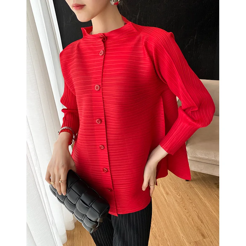 Miyake Pleated Single Breasted Blouse Coat Fall 2022 Winter Loose Plus Size Solid Color Turtleneck Korean Fashion Women Shirt
Miyake Pleated Single Breasted Blouse Coat Fall 2022 Winter Loose Plus Size Solid Color Turtleneck Korean Fashion Women Shirt