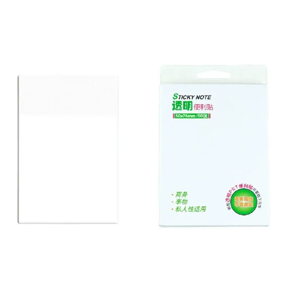 50 Sheets Transparent PET Memo Sticky Note Creative Waterproof Bookmark Daily To Do List Paper Office School Student Stationery
50 Sheets Transparent PET Memo Sticky Note Creative Waterproof Bookmark Daily To Do List Paper Office School Student Stationery