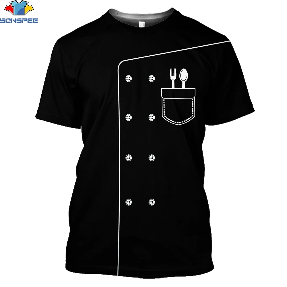 

Футболка мужская SONSPEE с забавным 3D-принтом шеф-повара, горячая Распродажа, популярная Летняя униформа с ножом, трендовая футболка для коспле...