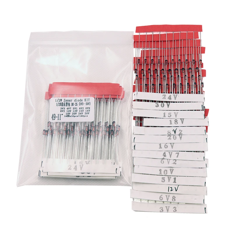 1/2w 0.5W Zener Diode 3.3-30V 14values*10pcs=140pcs Assorted Assortment Set New electronic diy kit
1/2w 0.5W Zener Diode 3.3-30V 14values*10pcs=140pcs Assorted Assortment Set New electronic diy kit