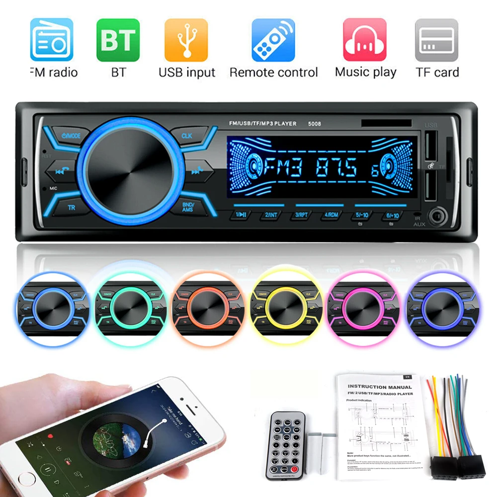 Car Radio 1 DIN Stereo MP3 player USB SD AUX Auto Electronics In-Dash Autoradio 2 USB/TF/FM Head Unit Non CD 7 Color
Car Radio 1 DIN Stereo MP3 player USB SD AUX Auto Electronics In-Dash Autoradio 2 USB/TF/FM Head Unit Non CD 7 Color