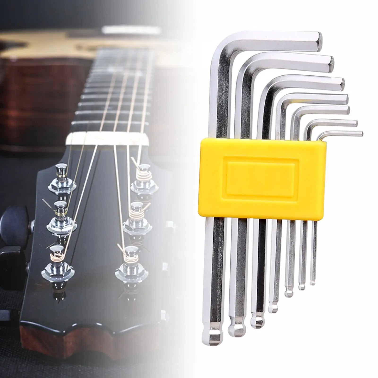 

7x Guitar Wrench Accessories Replaces Guitar Tool Convenient 1.5mm 2mm 2.5mm 3mm 4mm 5mm 6mm for Electric Guitar Bass