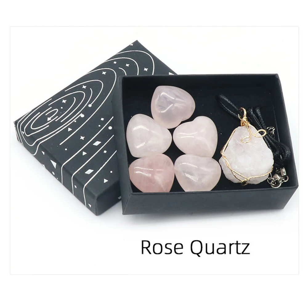 1set Heart Natural Healing Stone Pendant Small Rock Crystal Necklace Women Copper Wire Wrapped Rose Quartz Gemstone Gifts Box
1set Heart Natural Healing Stone Pendant Small Rock Crystal Necklace Women Copper Wire Wrapped Rose Quartz Gemstone Gifts Box