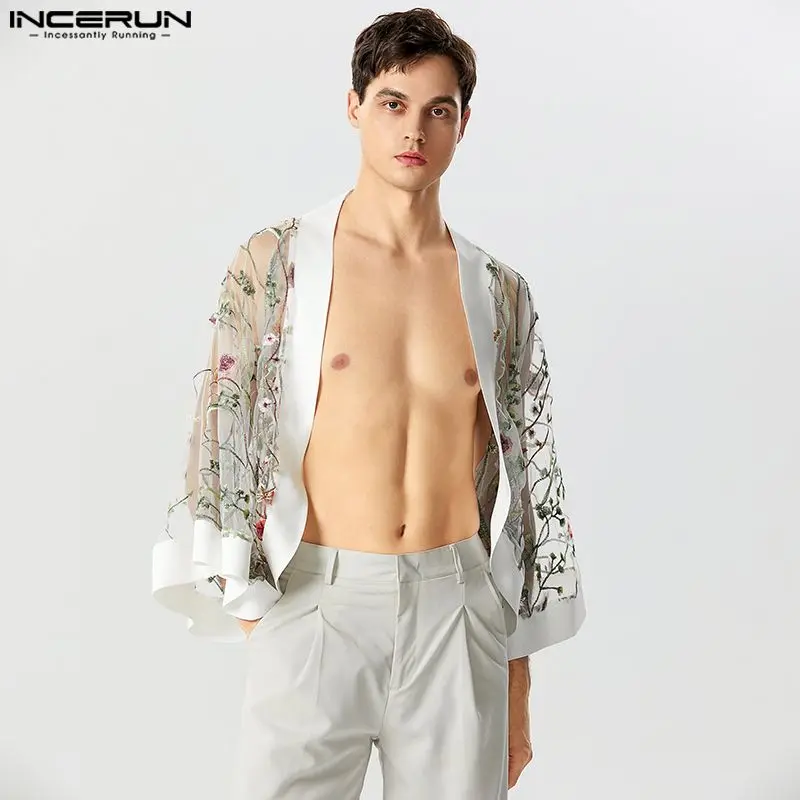 INCERUN 2023 Men Shirt Cardigan Mesh Patchwork Embroidery Open Stitch Long Sleeve Outerwear Streetwear Transparent Male Kimono
INCERUN 2023 Men Shirt Cardigan Mesh Patchwork Embroidery Open Stitch Long Sleeve Outerwear Streetwear Transparent Male Kimono