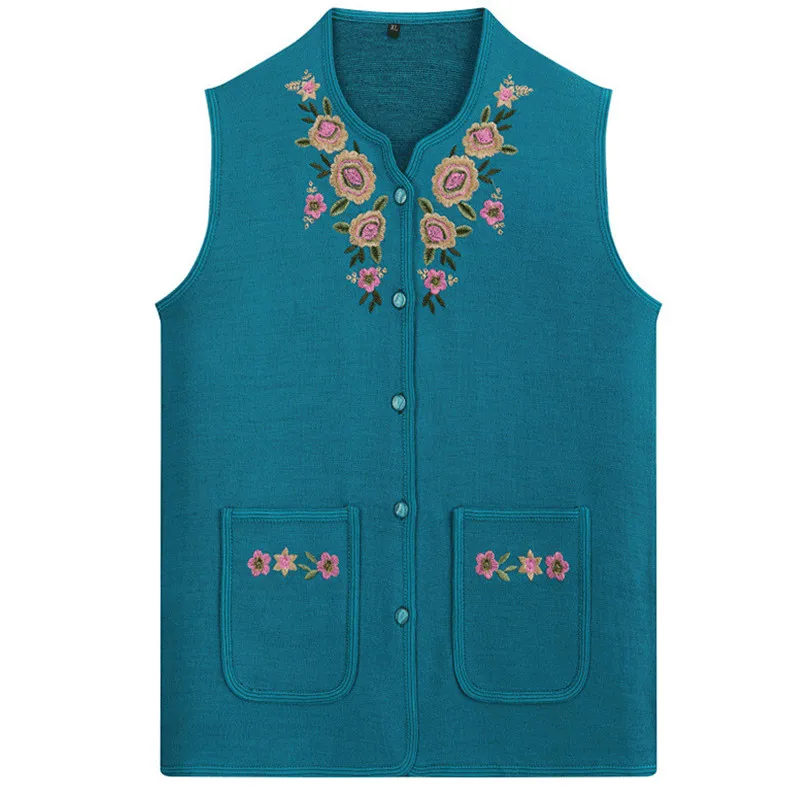 XL-5XL Casual Women Vest Spring Autumn Embroidered Top Middle-Aged Elderly Mother's Knitted Cardigan Sweater жилетка женская
XL-5XL Casual Women Vest Spring Autumn Embroidered Top Middle-Aged Elderly Mother's Knitted Cardigan Sweater жилетка женская