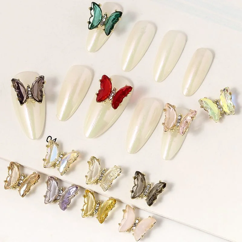 

Nail Art 5pcs 3d Exquisite Alloy Butterflys Crystal Rhinestones for Nail Tips Decorations Japanese Style Nail Decoration