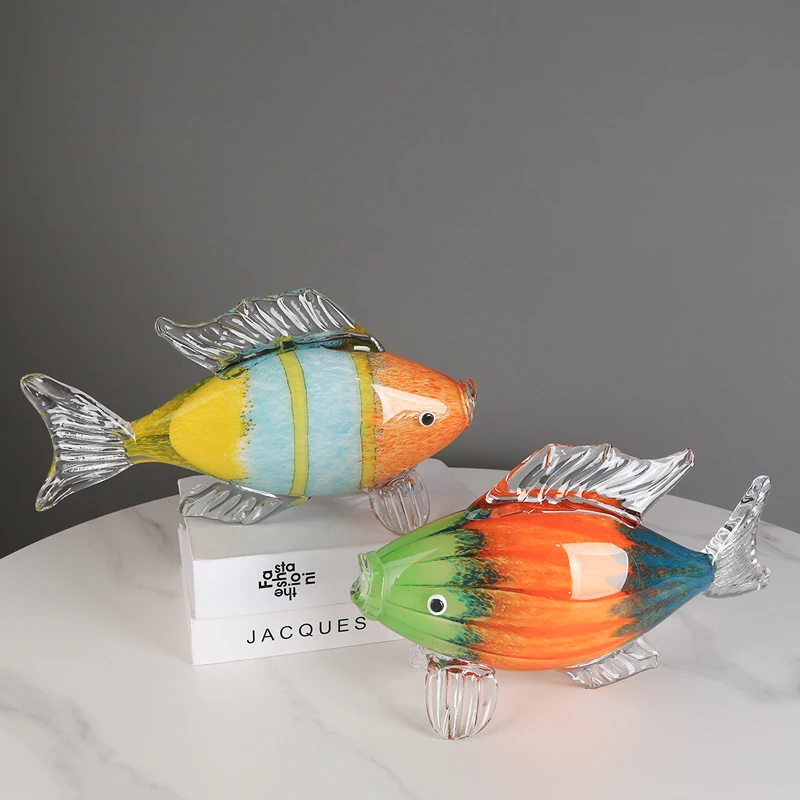 

Glazed Tropical Fish Animal Sculpture Ornament Lucky Fish Living Room Porch Desktop Home Decoration Ornament Craft Gift