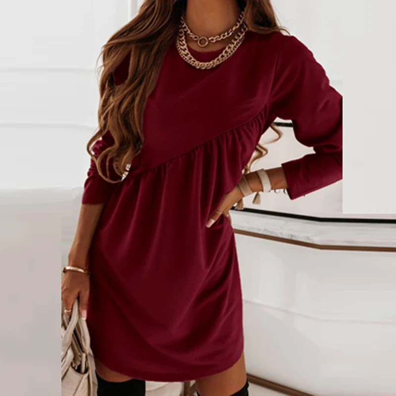 Women Office Casual Loose Autumn Dress Fashion Solid Long Sleeve Irregular Dress Elegant Women Dress for Party 2022 Vestidos
Women Office Casual Loose Autumn Dress Fashion Solid Long Sleeve Irregular Dress Elegant Women Dress for Party 2022 Vestidos